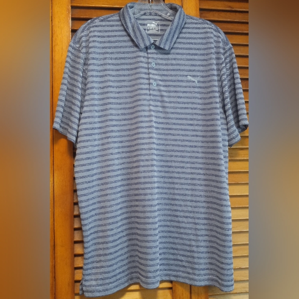 Puma Golf Men's Rotation Striped Polo, Short Sleeve, Violet Indigo Size XL